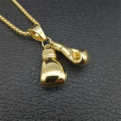 Hip Hop Pair Boxing Glove Pendants Necklaces For Men Gold Color Stainless Steel Necklace Male Hiphop Jewelry Dropshipping