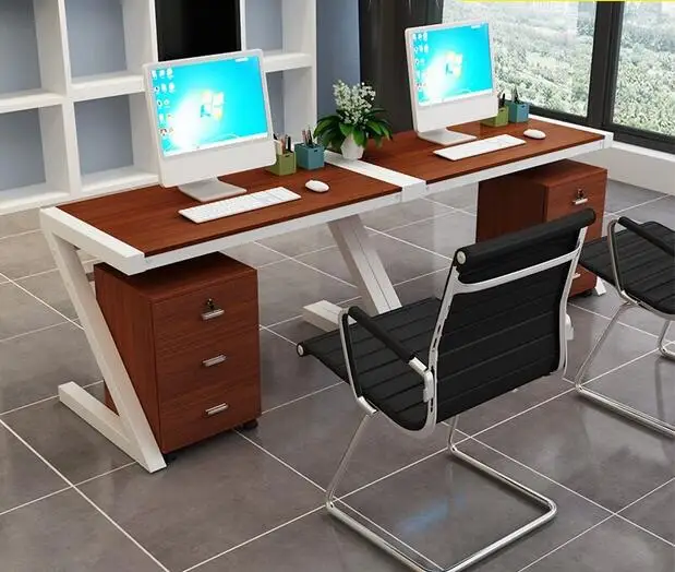 

Package mail desk combination of modern computer desk and chair seat can by 2/4/6 employees work