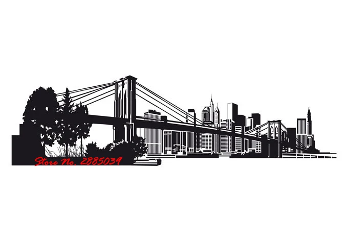 New York Skyline Cityscape Sticker Vinyl Removable Adesivo De Parede Sofa Background Decor Bedroom Office Quality Mural LA262