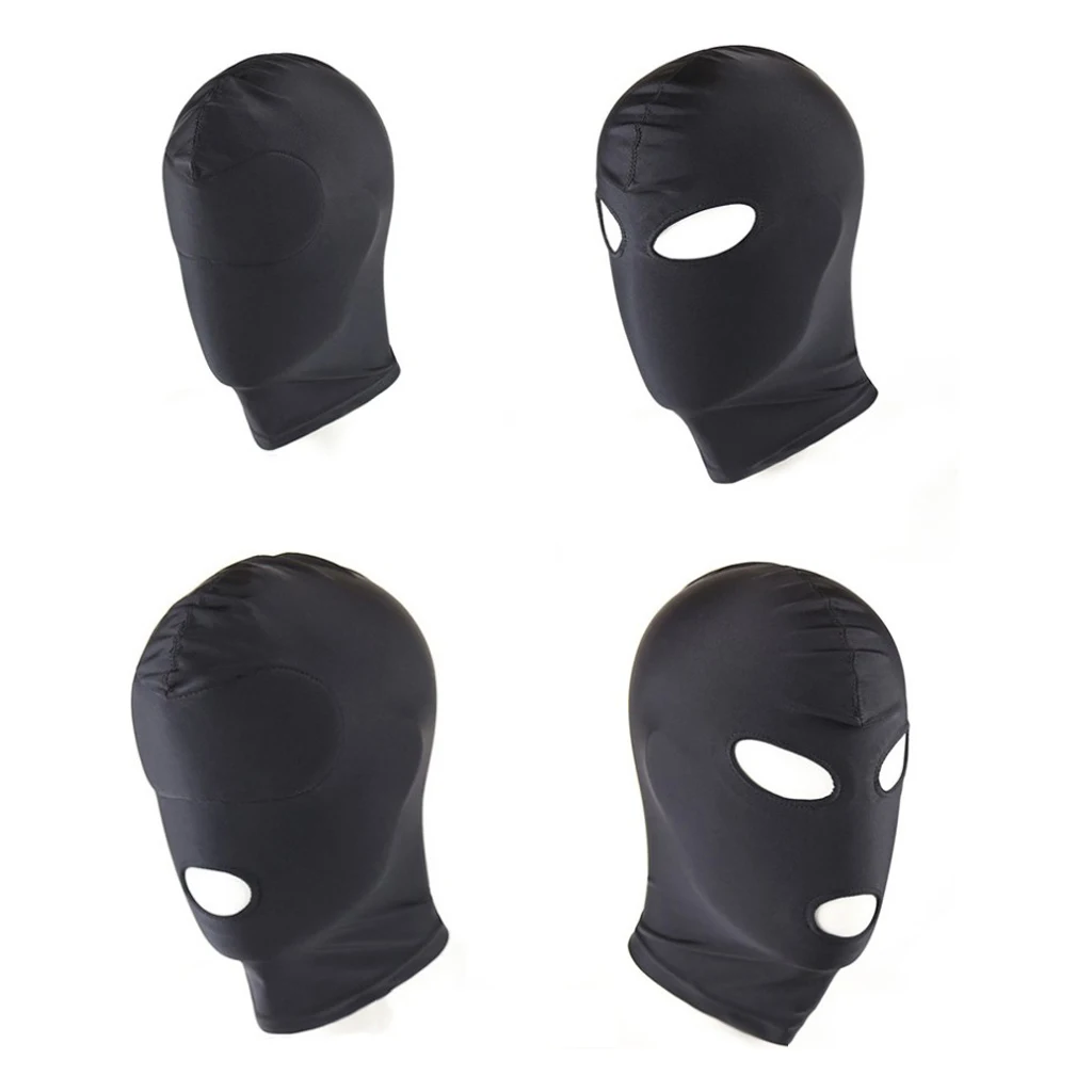 Unisex Breathable Black Full Face Cover Spandex Zentai Costume Mask Hoods black cool man woman face mask