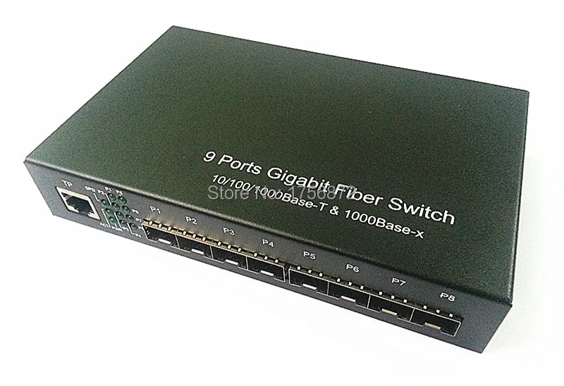 

8 Giga SFP and 1 1000Mbps Tx Port Fiber switch Media Converter SFP media converter 1000M 8-Port SFP Fiber Switch