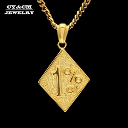 CY&CM Gold Color One Percent 1% ER Funny Necklace Trendy Jewelry Pendants Cool Men Alloy Biker Pendant For Male Hip Hop Necklace