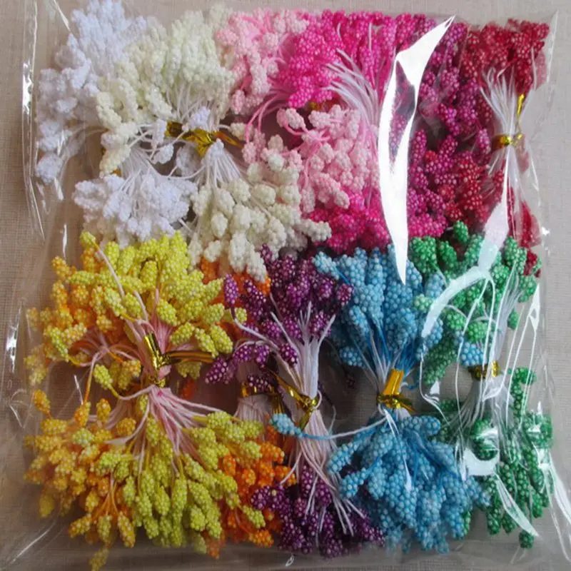 70pcs / batch random mixed double head DIY artificial mini foam flower stamen pistil 5mm * 5.5cm flower stamen 305