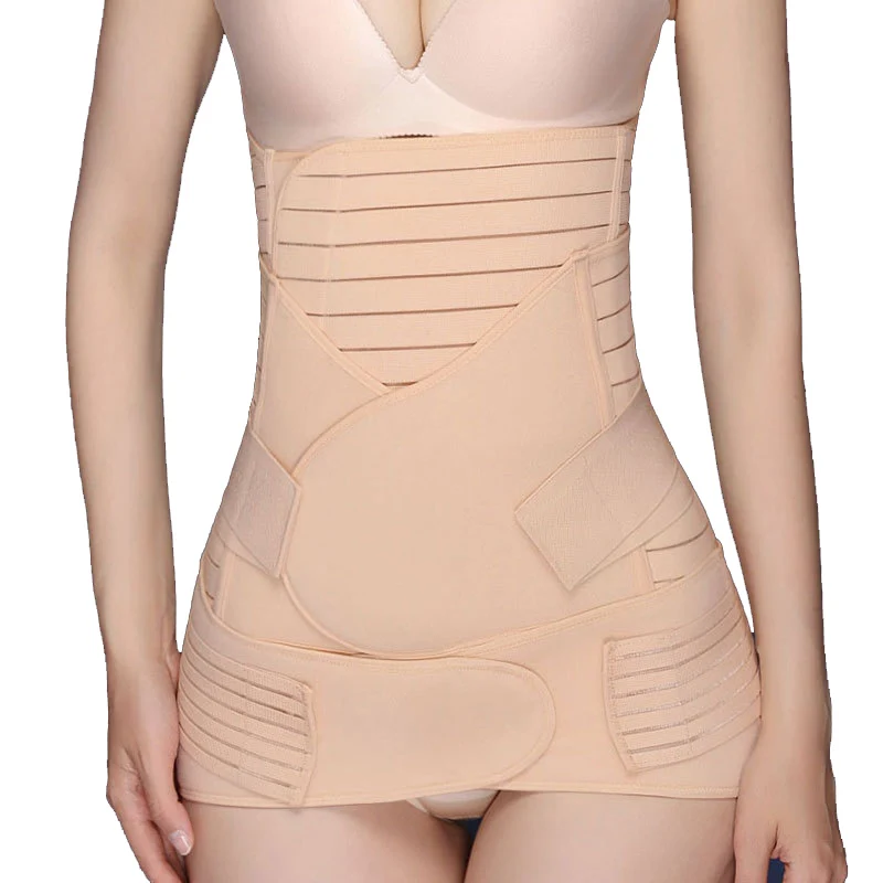 

3PC Postpartum Recovery Belt Abdomen+Stomach+Elastic pelvic Waist Cinchers Body Shaper Slimming Waist Belly Band Shapewear