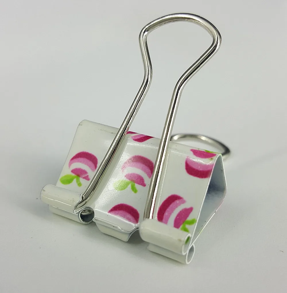 Cute Printing Pattern Metal Binder Clips/Paper Clips/Clamps,25mm(1 Inch),Pack of 24