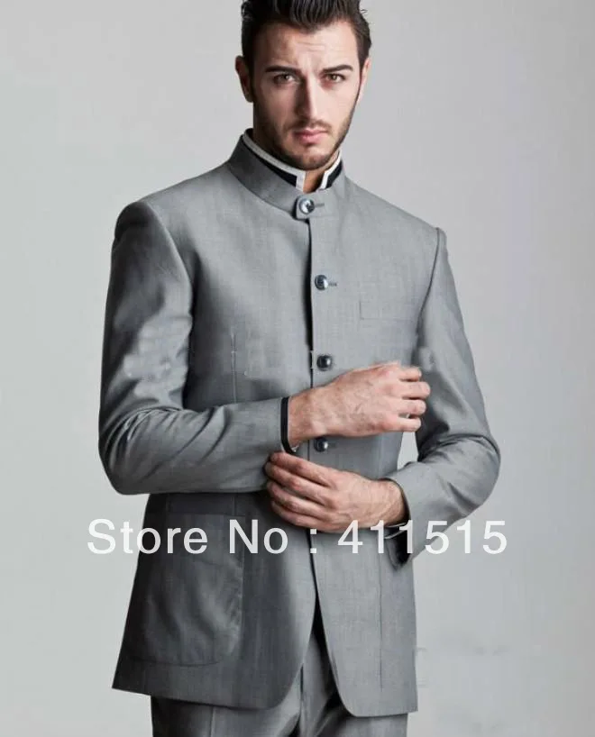 

Free shipping gray/dark gray high quality cheap polyester Tuxedo Wedding Grooms wear dress Men Bridegroom Suits light vest Suit