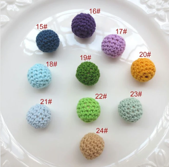 14mm Crochet Teething Nursing Wooden Beads can mixed 24 colors