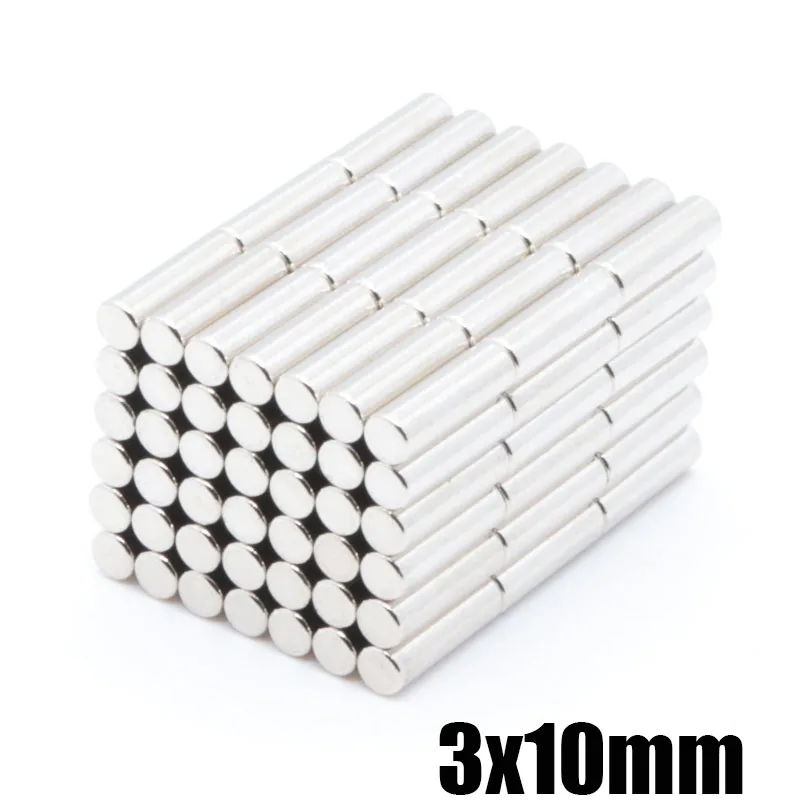 500pcs 3x10mm long cylindrical rod magnet Powerful Super Strong Rare Earth Neodymium Disc Magnets 3x10 mm n35 Small Round Magnet