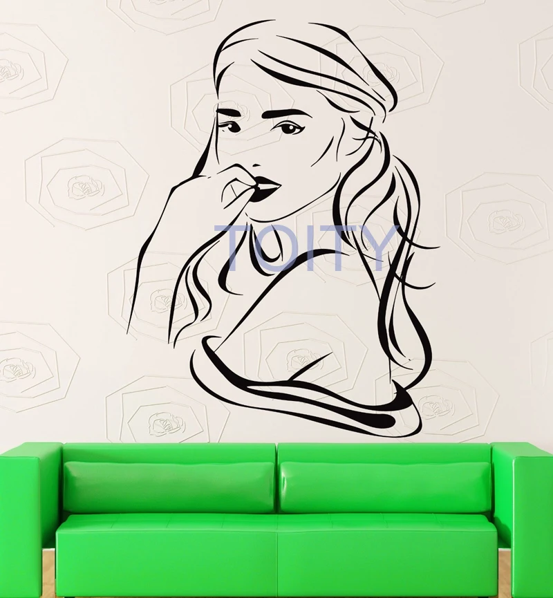 

Sexy Gorgeous Hot Girl Wall Decal Teen Woman Beauty Vinyl Sticker Bar Club Dorm Home Interior Room Art Decor Mural H89cm x W56cm