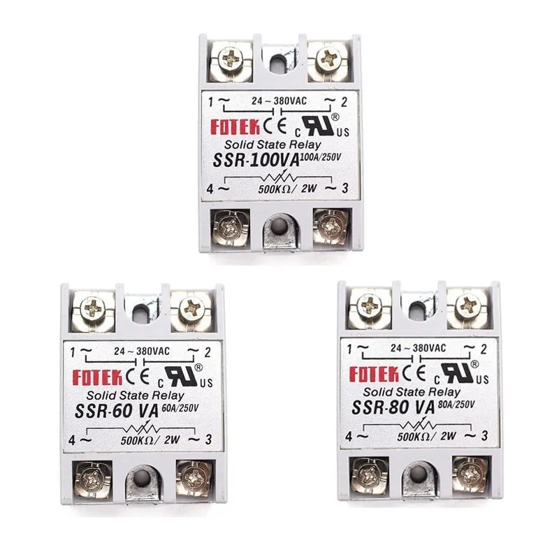 Solid State Relay 12v 24v SSR-60VA SSR-80VA SSR-100VA 60A 80A 100A Relais Regulator AC SSR 60VA 80VA 100VA Rele Power Supply