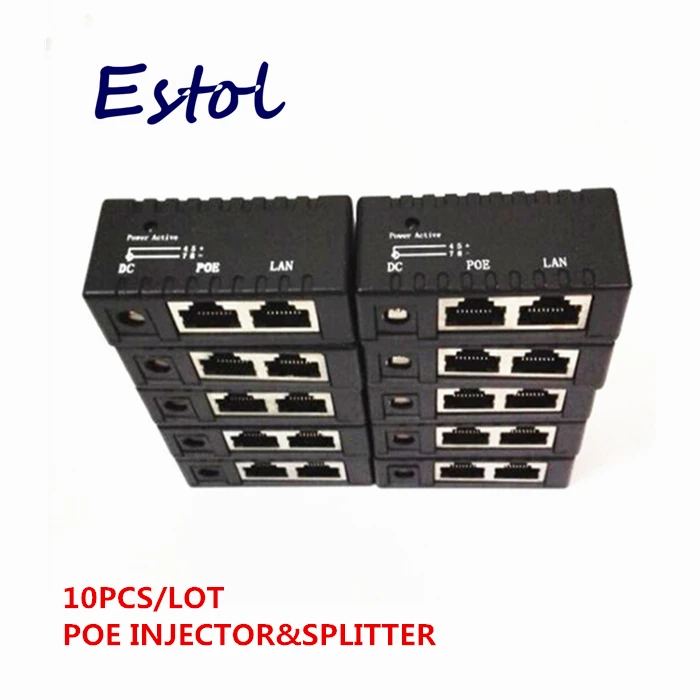 Hot whole sale bulk sale black 10 pcs/lot POE Injector Power over Ethernet Adapter For IP  Camera,IP Phone,CCTV AP