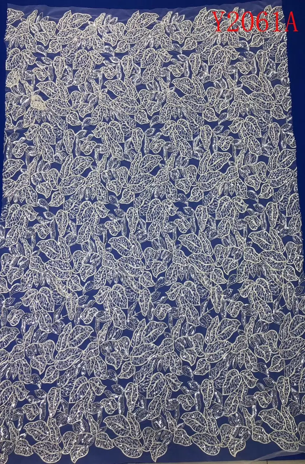 

Y2061A Ivory Beaded Embroidery Lace Wedding Dress Fabric Nigerian Textile African Trimming Lace 10Yards/ lot