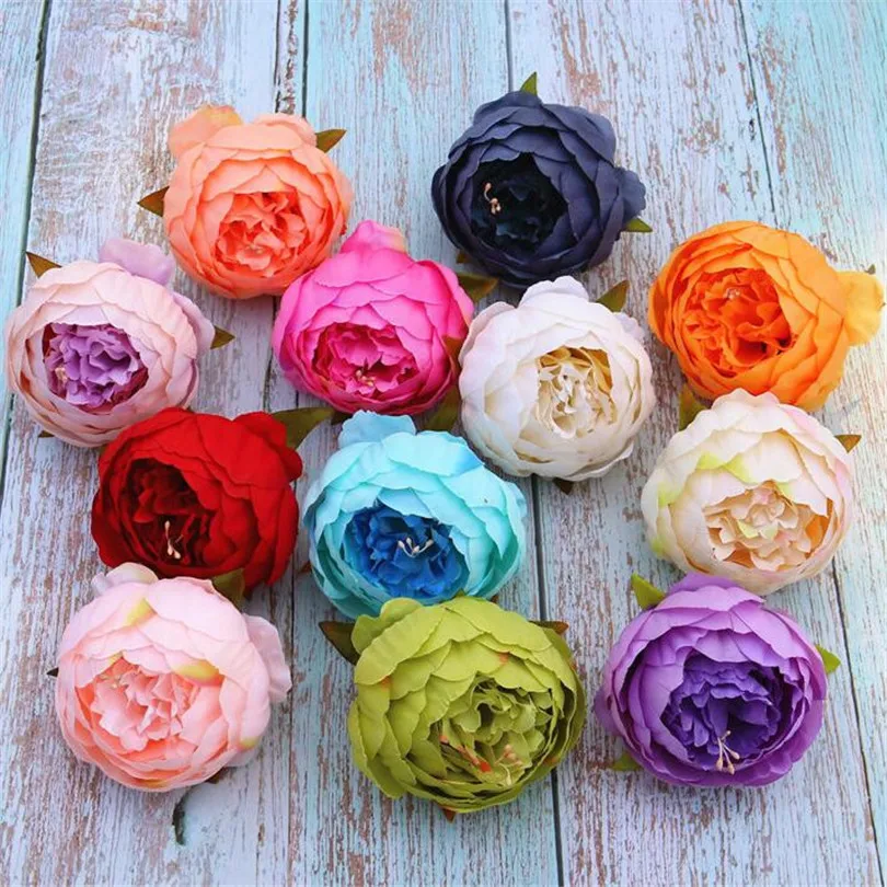 

30pcs New Arrival Peony Flower Heads 9cm Retro Color Peony Flower Head 24 color designs