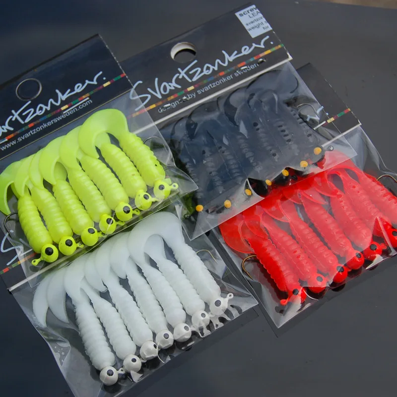 

Fishing Lure Soft Bait 1.75g 3.5g Jig Head Worm Barbed Hooks 6-7 Pieces/Bag Fish Bait Jigs Artificial Lures