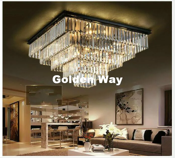 Nordic Modern Ceiling Lamp W45cm W60cm W80cm Clear/Smokey K9 Crystal Ceiling Light Hotel Hall Living Room Dining Room AC Lights