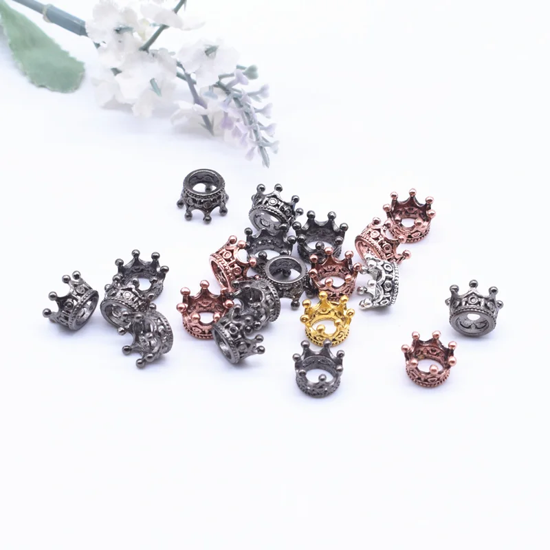 VOQ 10pcs/lot Imperial Crown Beads for Jewelry Making DIY Alloy Spacer Beads Fit Bracelet Jewelry Accessories Wholesale P137