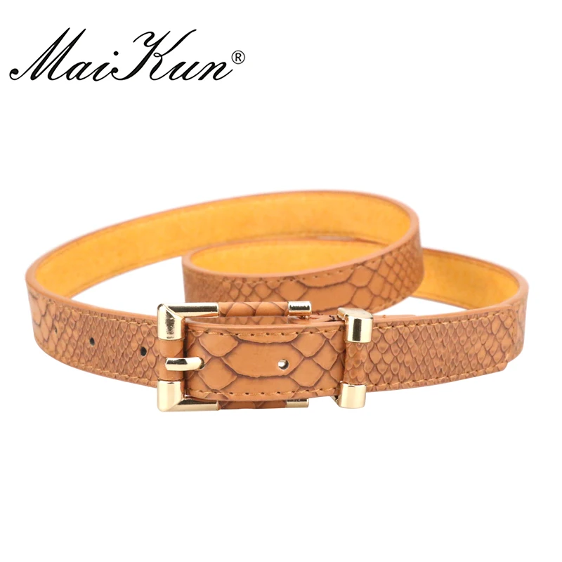 MaiKun Punk Snakeskin Belts For Women Female Belt for Jeans High Quality Dress Cummerbund