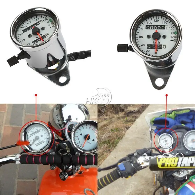 Universal Motorcycle Speedometer Odometer Dual with Indicators Backlit 0-160 KMH Meters Counter Moto Custom for CG125 GN125 ...