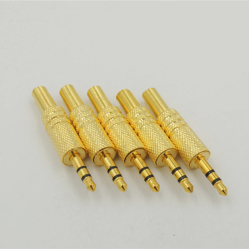 

1/8" 3.5mm 3 Pole Stereo TRS Male Repair Headphone Jack Plug Gold Metal Audio Soldering Spring