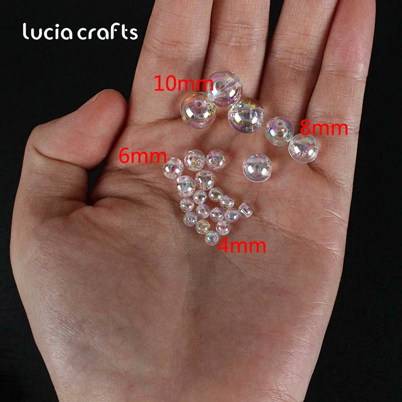 4/6/8/10/12mm AB Color Round Transparent Beads Spacer Bead For DIY Bracelet Necklace Crafts E1222