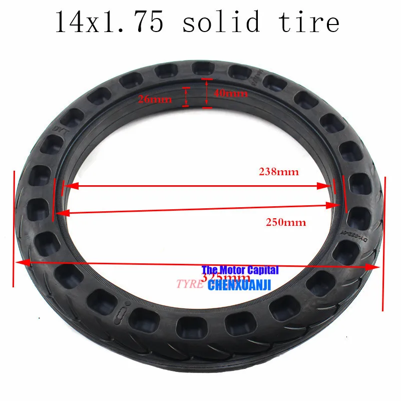 Free shipping tire tyre leader 14x1.75 bicycle electric  explosion-proof solid  non-inflatable  