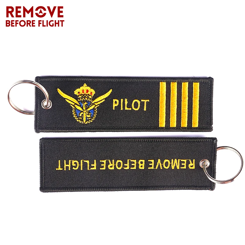 3 PCS/LOT Pilot Key Chain for Aviation Gifts Motorcycle Key Chains Embroidery Key Fob Fashionable Remove Before Flight Keychain
