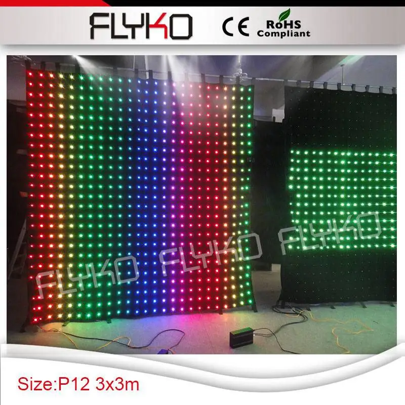 

P12 flexible display function full color led curtain 3*3m for commerical performance