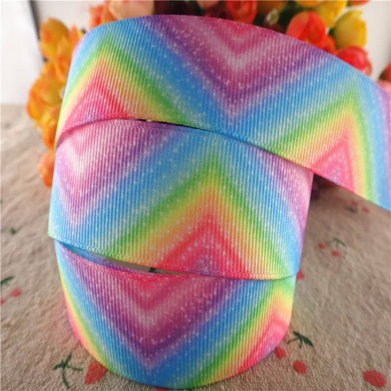 18041904, 1"25mm, 1.5"38mm, 10 Yards/Lot Regenbogen-bedruckte Ripsbänder Geschenkverpackung DIY Handarbeitsmaterialien – Detail 2