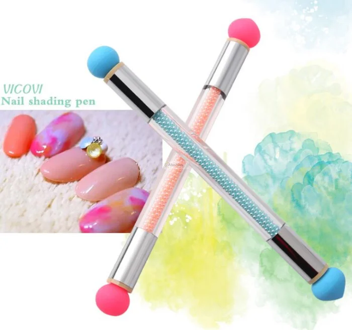 1set Nail Art Glitter Powder Picking Dotting Pen 3d handle Gradient Brushes 6 Sponge Double Head for manicure Tools gel varnish