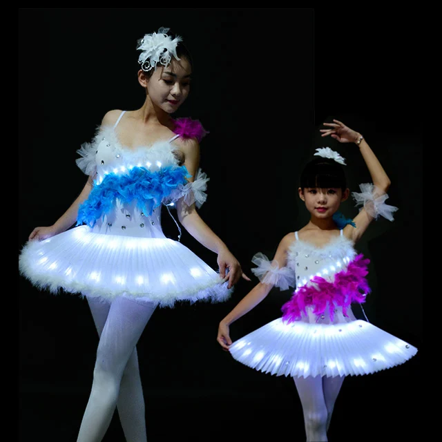 

LED dance costumes luminous Children 's Ballet Girl swan performance christmas birthday party gifts clothing