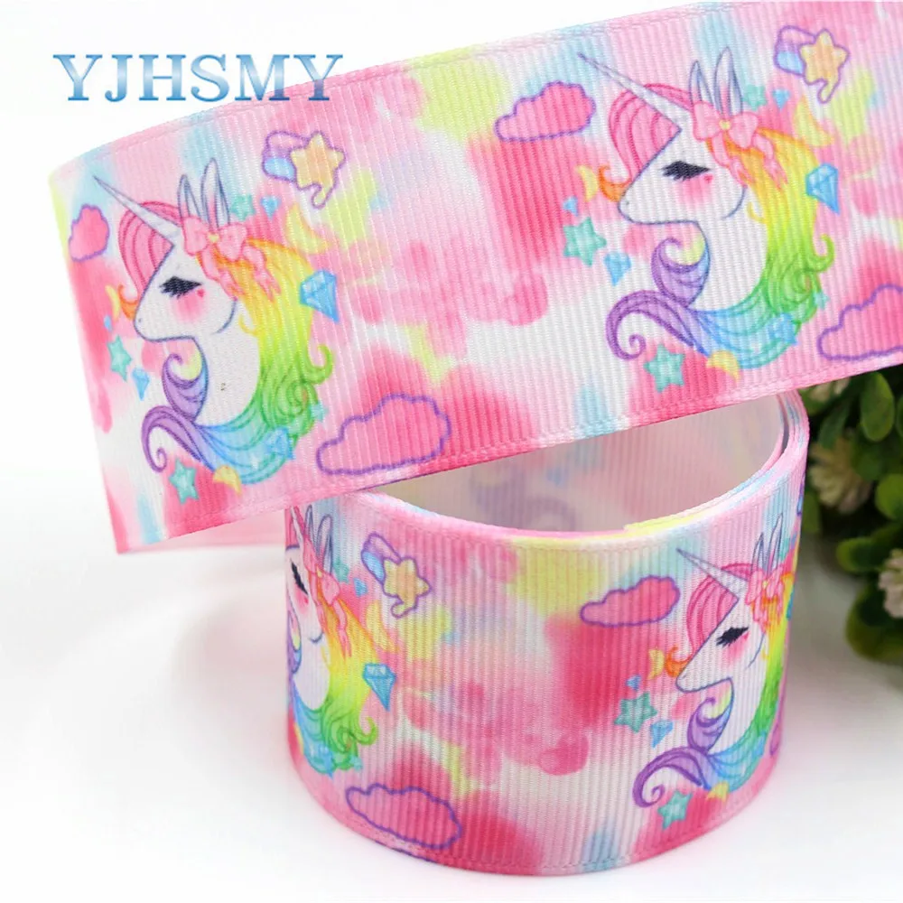 YJHSMY 181191 38 mm 10 yards Cartoon Ribbons Thermal transfer Printed grosgrain Wedding Accessories DIY handmade material