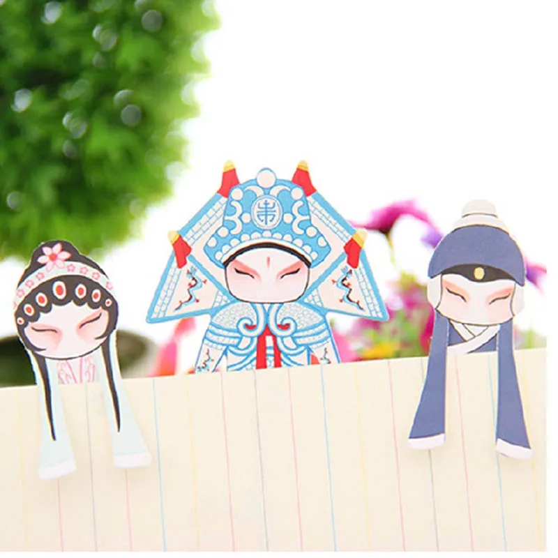 Chinese Traditional Culture Bookmarks Classical Beijing Opera Paper Clip Memo Mini Peking Opera Book Mark For Kids School Gifts