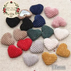 50pcs 17mm Mix Colors Corduroy Velvet Fabric Covered Heart Button Flatback DIY Handmade Buttons Scrapbooking