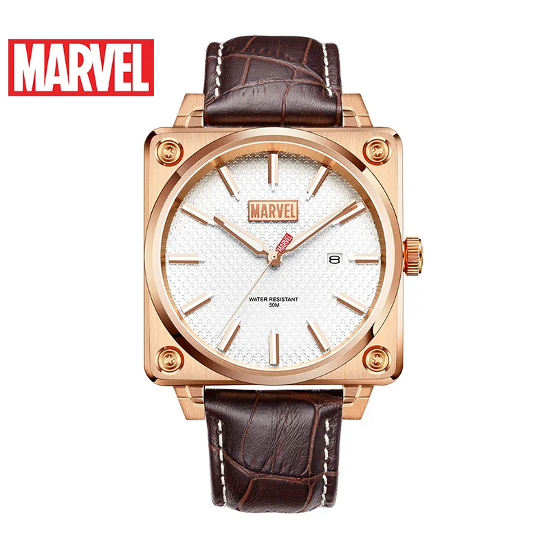 Marvel Avengers Captain America Shell Rectangle Men Quartz WristWatch Luminous Calendar Male Stainless Relogio Masculino