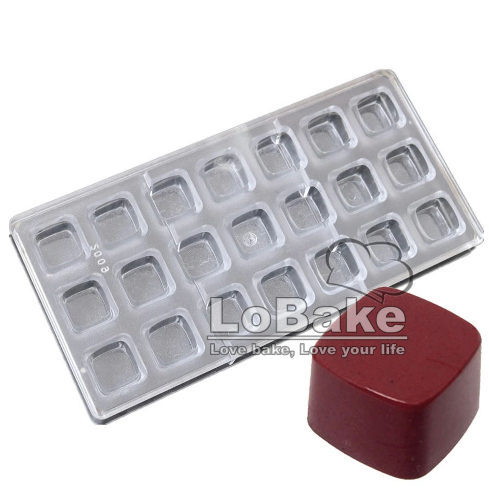 21 cavities smooth square cube Shape PC Polycarbonate chocolate ice cube mold crafts ferramenta bakery & pastry tools