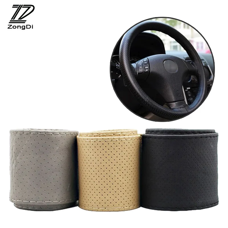 1Pc Car steering wheel cover Genuine Leather Hand stitching for Peugeot 307 308 207 407 Nissan Juke X-Trail Hyundai I30 Ix35