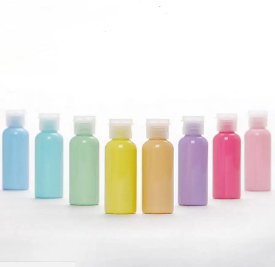 Bottiglie cosmetiche vuote da viaggio per shampoo macaron all'ingrosso da 50 ml Bottiglie cosmetiche con tappo facile color caramello