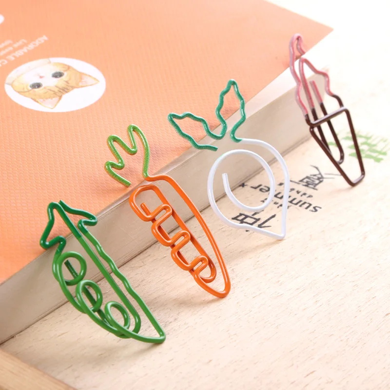 Cartoon Carrot Paperclip Bookmark Cute Sweet Cone Paper Clip Pea Paperclip Kawaii Accessories Kawaii Stationery Paperclips Metal