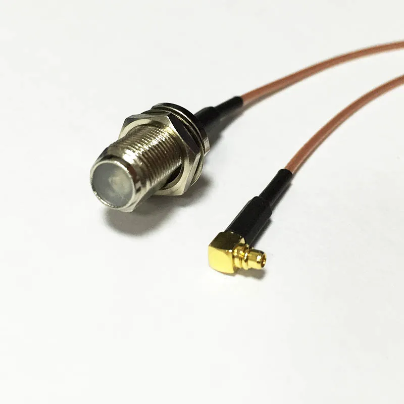 New F Female Jack Switch MMCX Male Plug Right Angle Pigtail Cable RG178  Wholesale 15CM 6