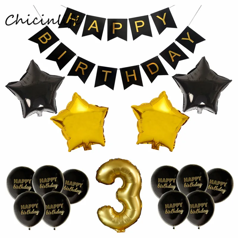 Chicinlife Baby Girl Boy 1 2 3 4 5 6 7 8 9 10 Birthday Party Decoration Happy Birthday Balloon Banner Baby Shower Favor