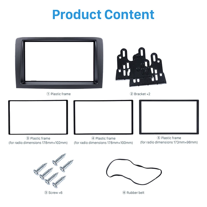 Seicane 2 Din Car Radio Fascia Trim Kit for 2004-2007 FIAT IDEA Dash Mount Kit Adapter CD Trim Car Refitting DVD Player Frame