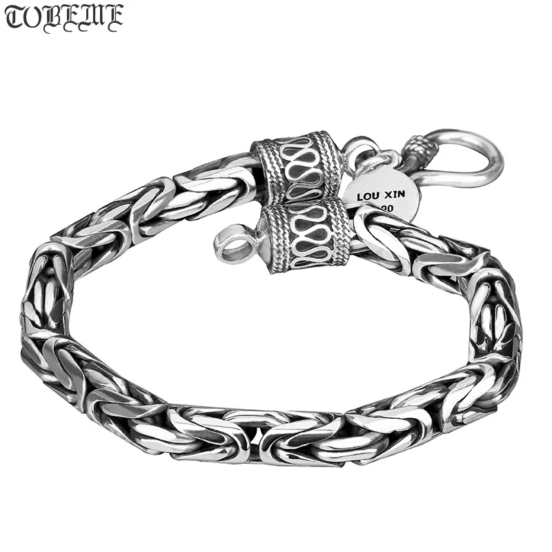 Handmade 990 Silver Longevity Bracelet Good Luck Bracelet Vintage Sterling Silver Pure Silver Bracelet Jewelry Gift