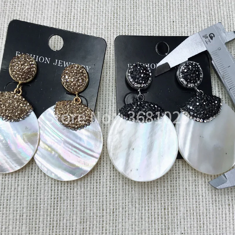 

2018 round long temperament female shell earrings