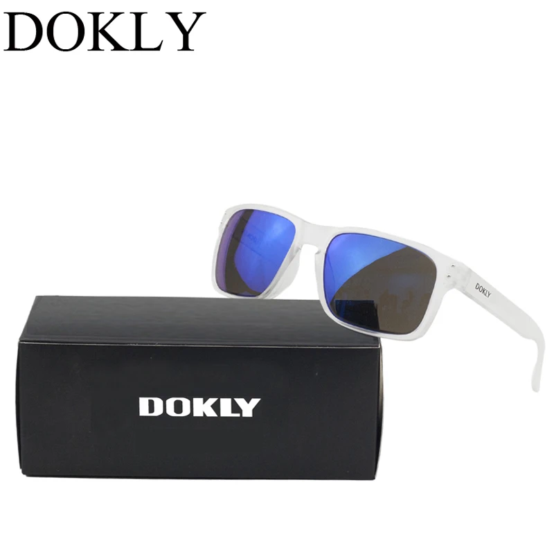 

Dokly Fashion Sunglasses Men Sunglasses Men blue lens Clear Frame Eyewear Male Square brand Sun Glasses UV400 Eyewear