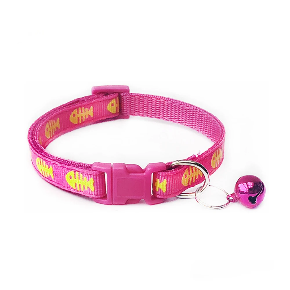 

36pcs/lot New Arrival Fashion Fishbone Nylon Small Dog Collars with Bells Pet Necklace Puppy Kitten Cat Collars Free Shipping
