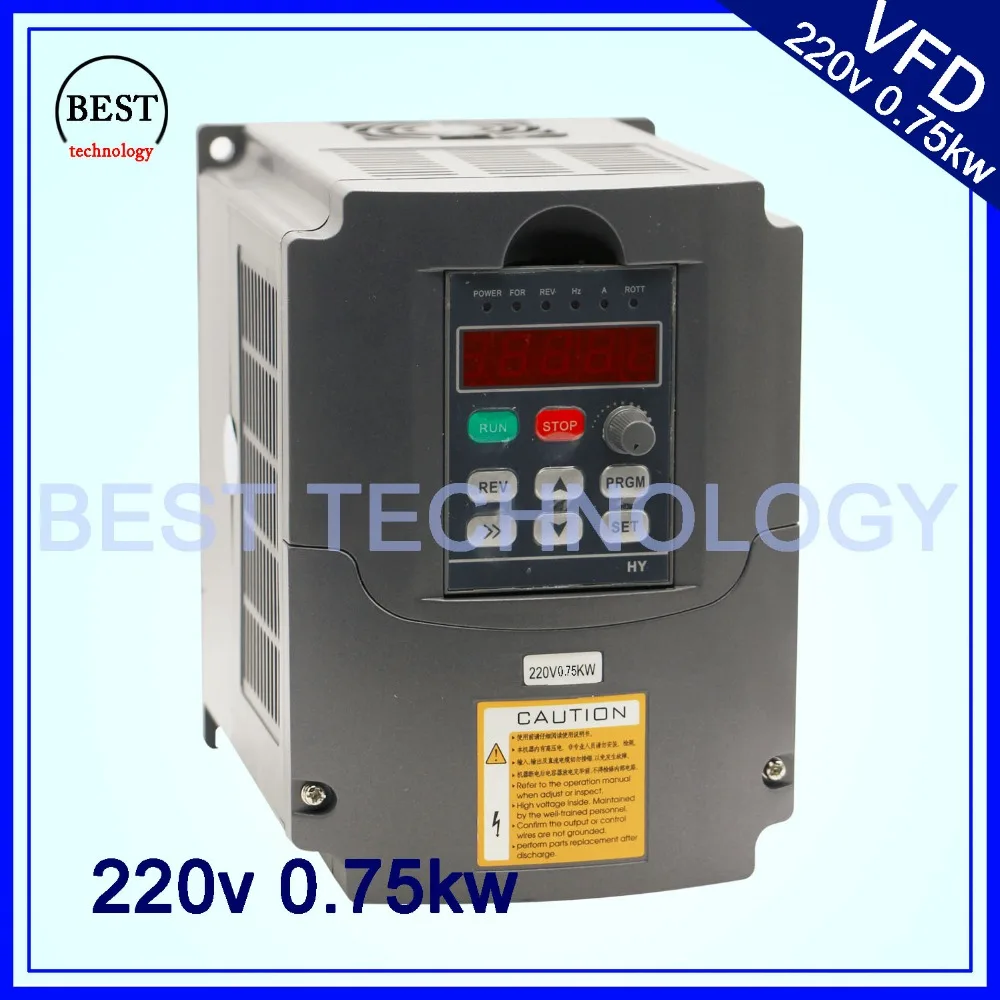 

220V 0.75KW VFD CNC Spindle motor speed control 750W Variable Frequency Driver Inverter 1HP or 3HP Input 3HP Output