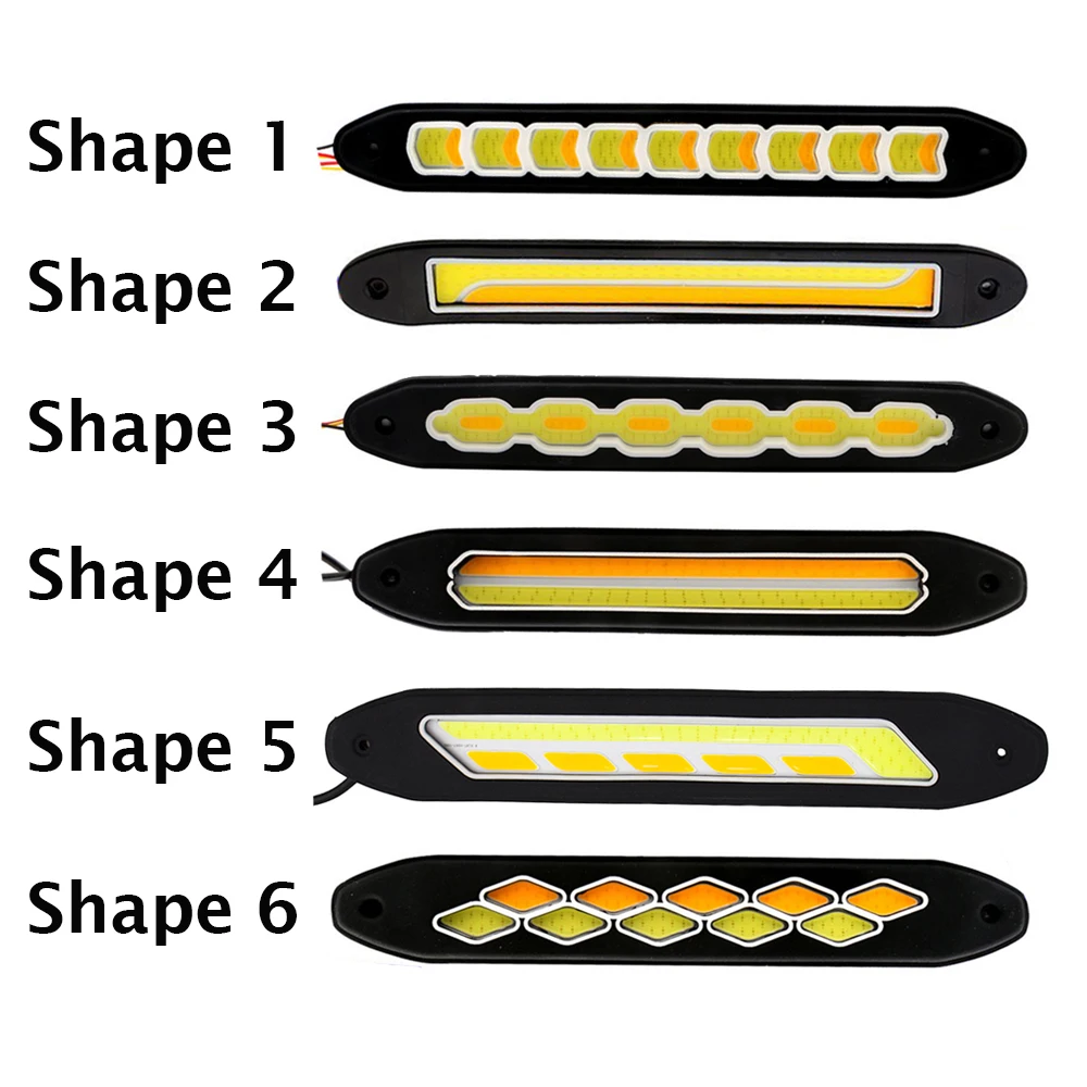 

2pcs Square Bendable Led Daytime Running Light 100% Waterproof COB Fog Lights Flexible LED Car DRL Driving Turn Lamp White Amber