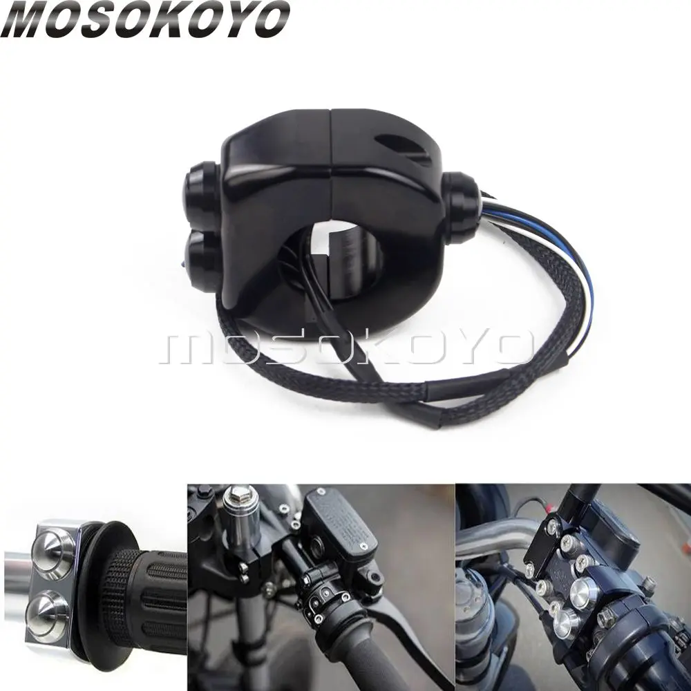 M-Switch Electrical 22mm Switches Momentary Self Lock 3 Button Control For Harley Honda BMW Cafe Racer Scooter 7/8