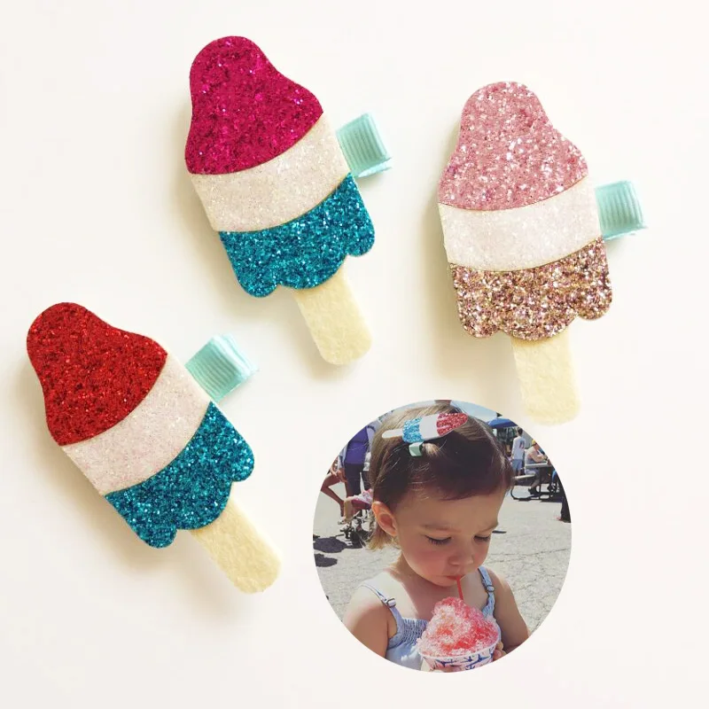 

10 pcs/lot , Glitter Icecream Hair Clip , Spring Summer Hair Clips