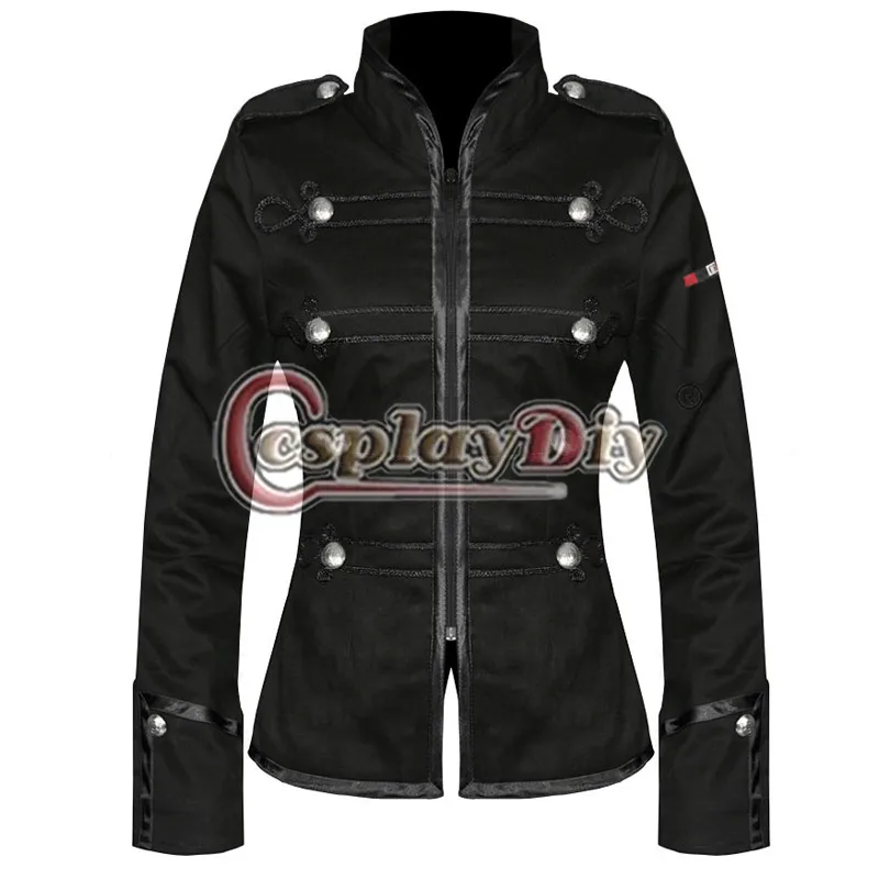 

Women Black My Chemical Romance Outfit Military Parade Jacket Halloween Costume D0910